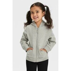 Girls' Solid Fleece Zip-Up Sweatshirt ~ Light Gray ~ Size: 4T ~ NWT